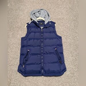 Women's Blue Puffer Vest with Hood